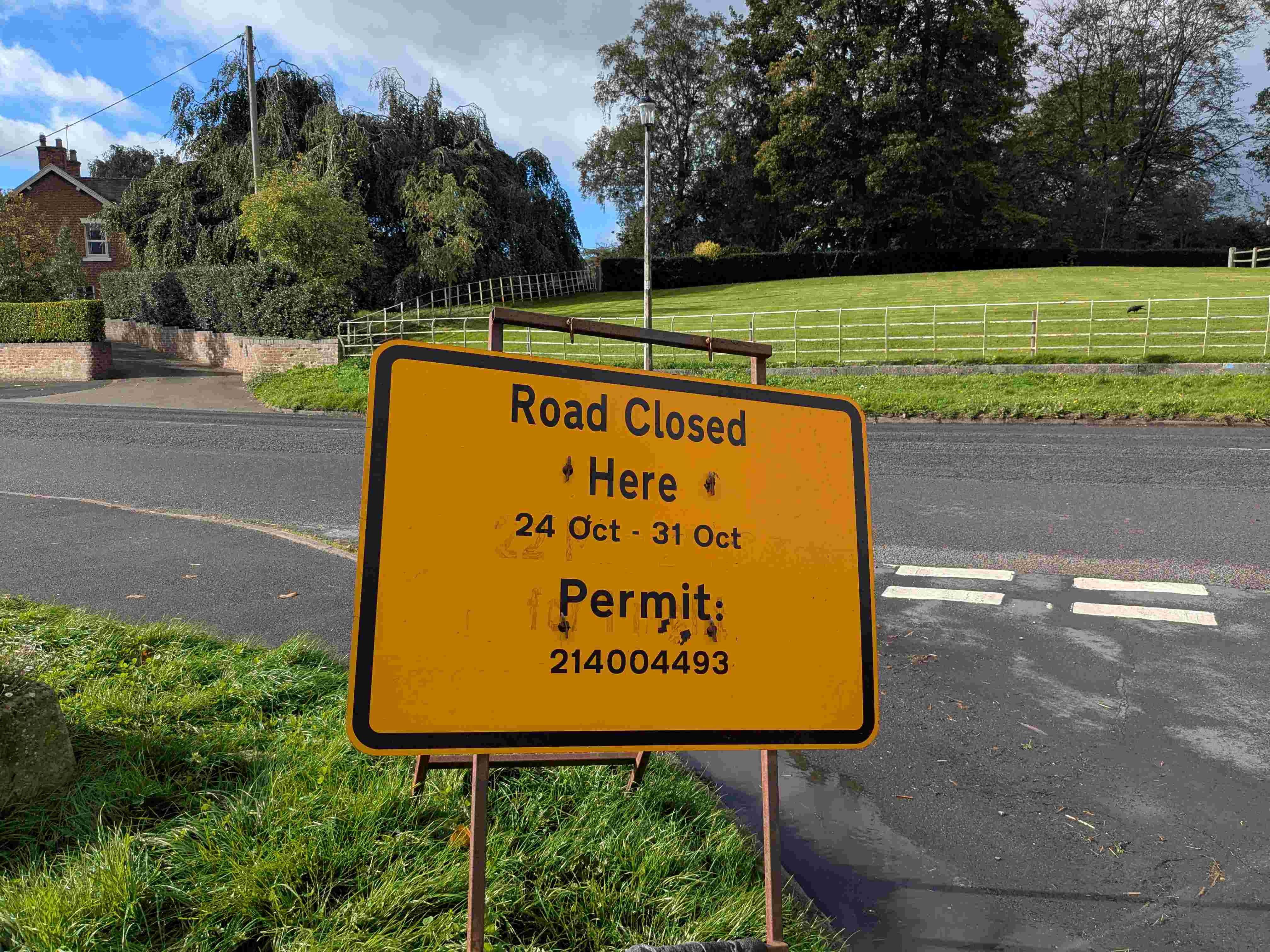 Road works sign